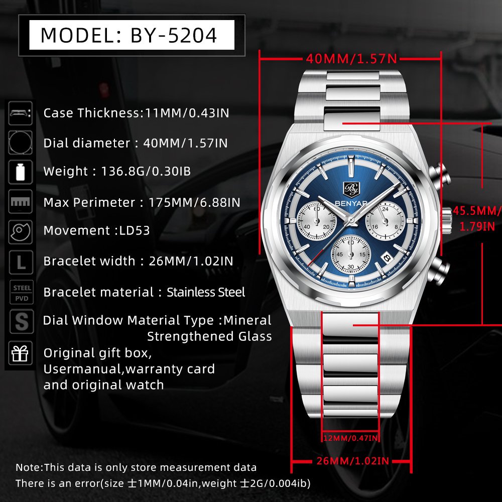 BENYAR 40MM Men's Multifunctio - огляд і ціна Luxury Watch Second Hand