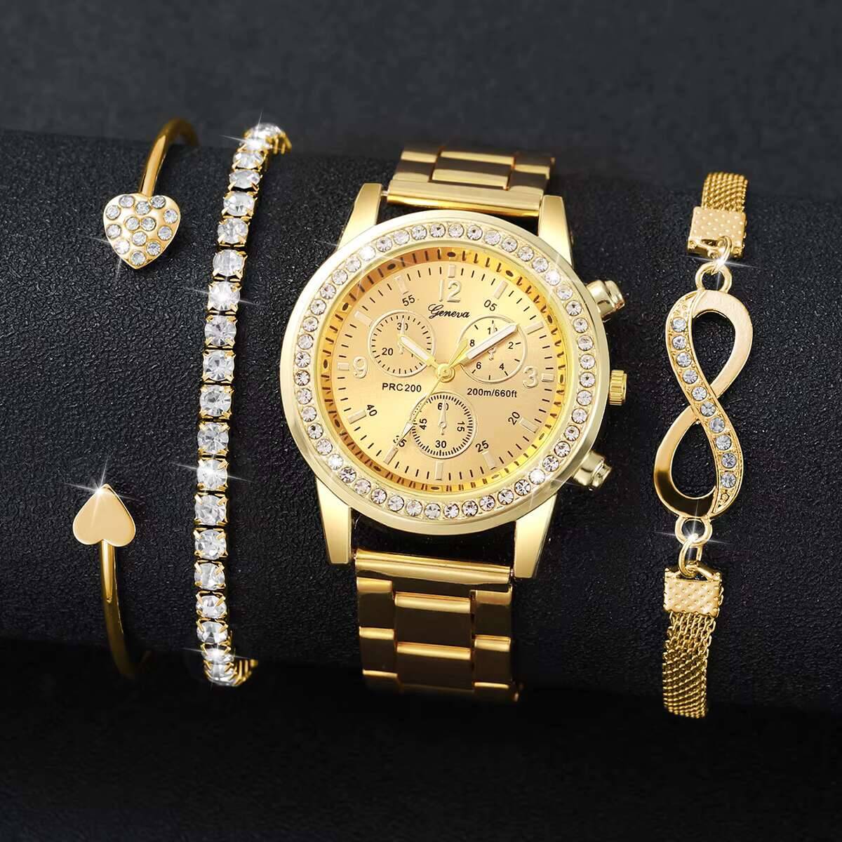 4PCS/Set Luxury Rhinestone Wom - огляд і ціна Luxury Watch Safe